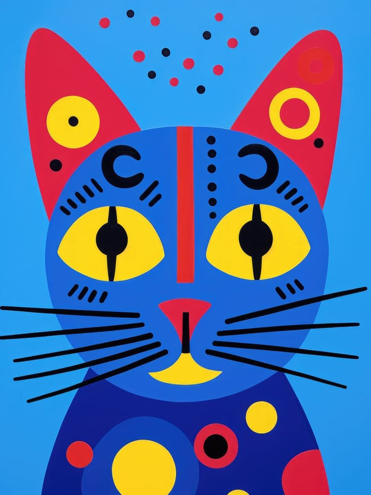 Cat On A Blue Background