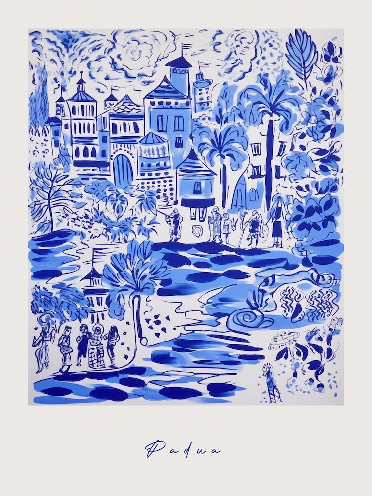 Padua Italy Blue Drawing Poster