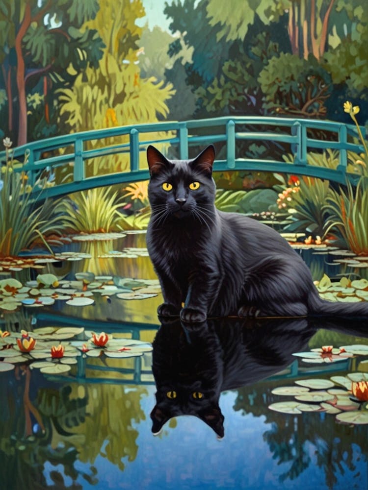 Cat In Pond