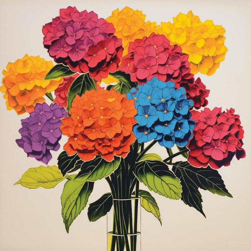 Hortensie 4 Pop-Art-Illustration Quadrat