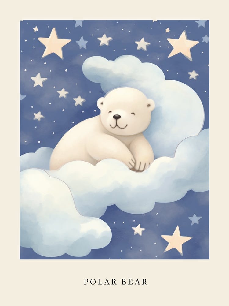 Sleeping Polar Bear 2 Nursery Poster