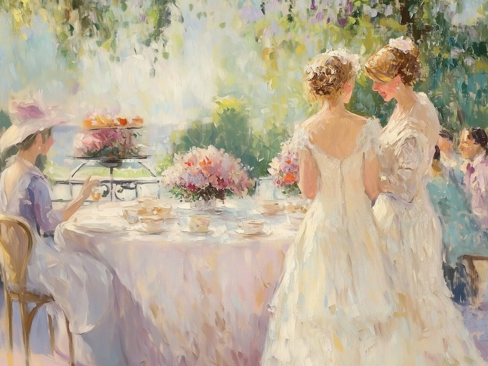 Outdoor Tea Party in a Sunlit Garden