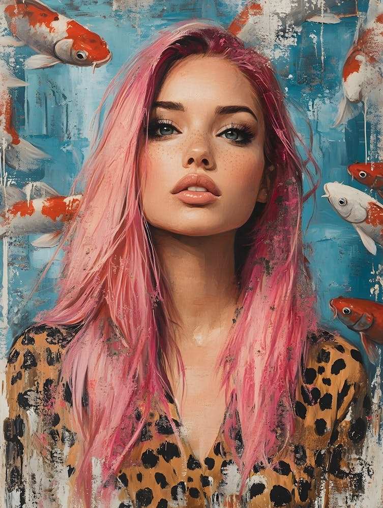 Beautiful Woman With Koi Fish 2