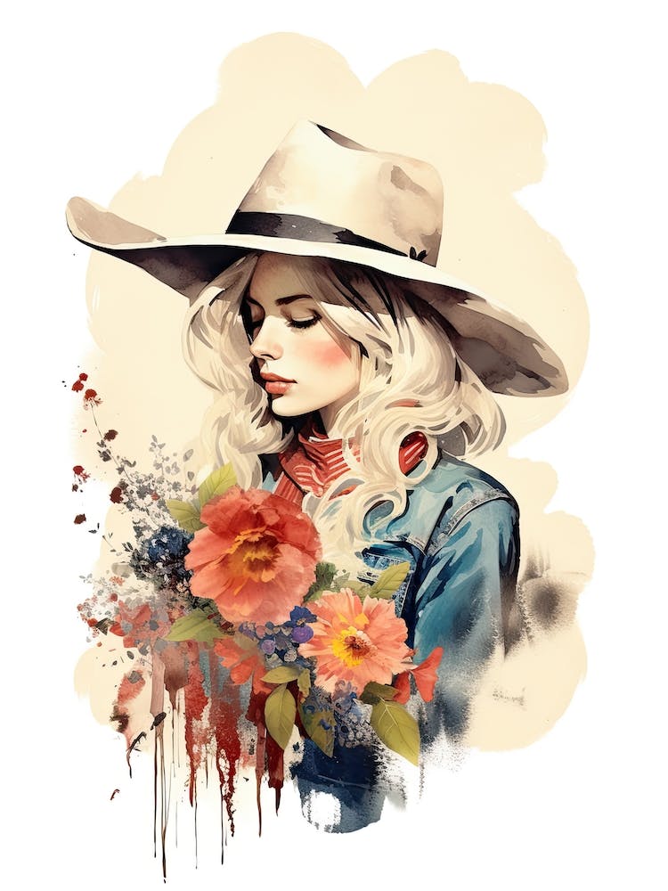 Cute Cowgirl Watercolour 3