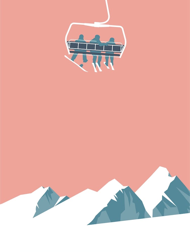 Ski chairlift in pink