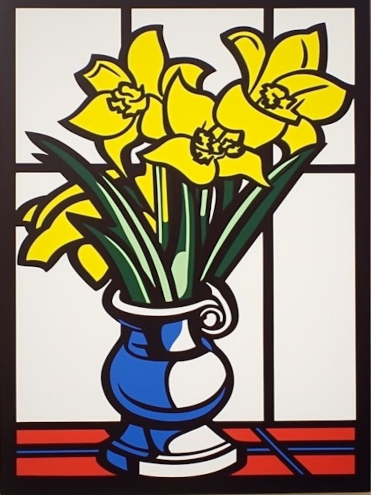 Daffodils Flower Still Life  1 Pop Art Style