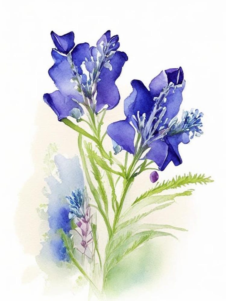Bluebonnet Wildflower Watercolour