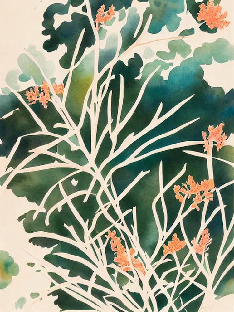 Acropora Solitaryensis Vintage Graphic Watercolour