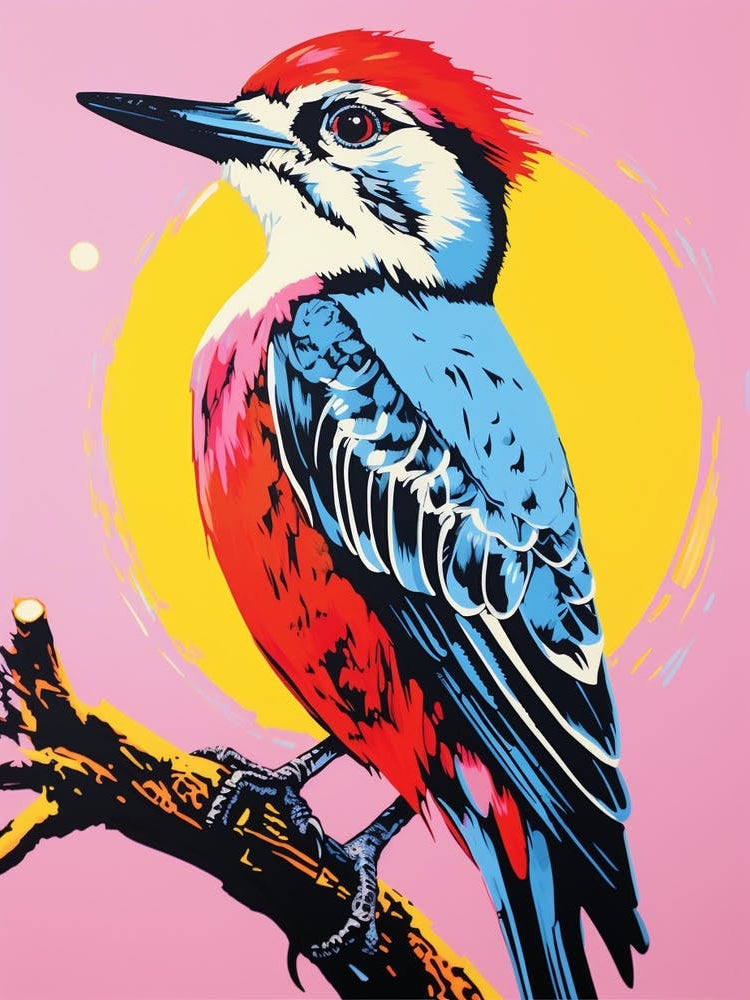 Andy Warhol Style Bird Woodpecker 4