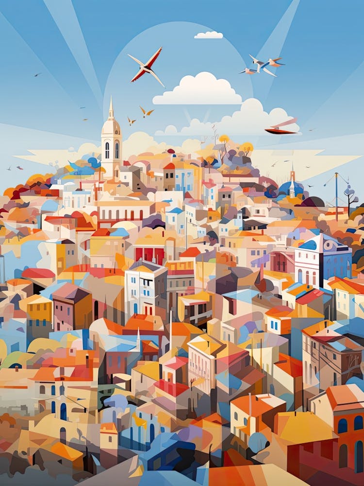 Nice, France, Geometric Illustration 2