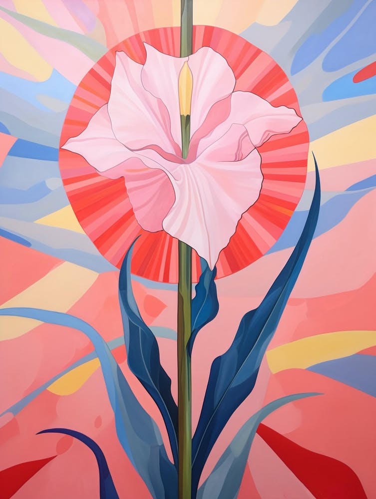 Gladiolus 3 Hilma Af Klint Inspired Pastel Flower Painting