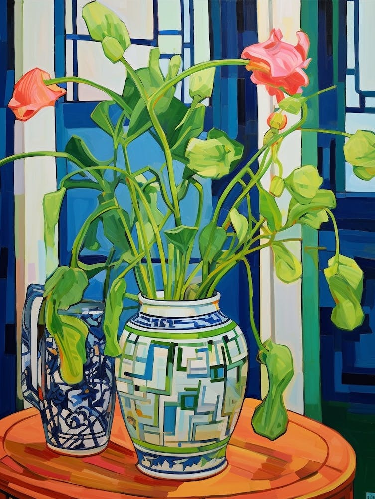 Flowers In A Vase Still Life Painting Sweet Pea 3