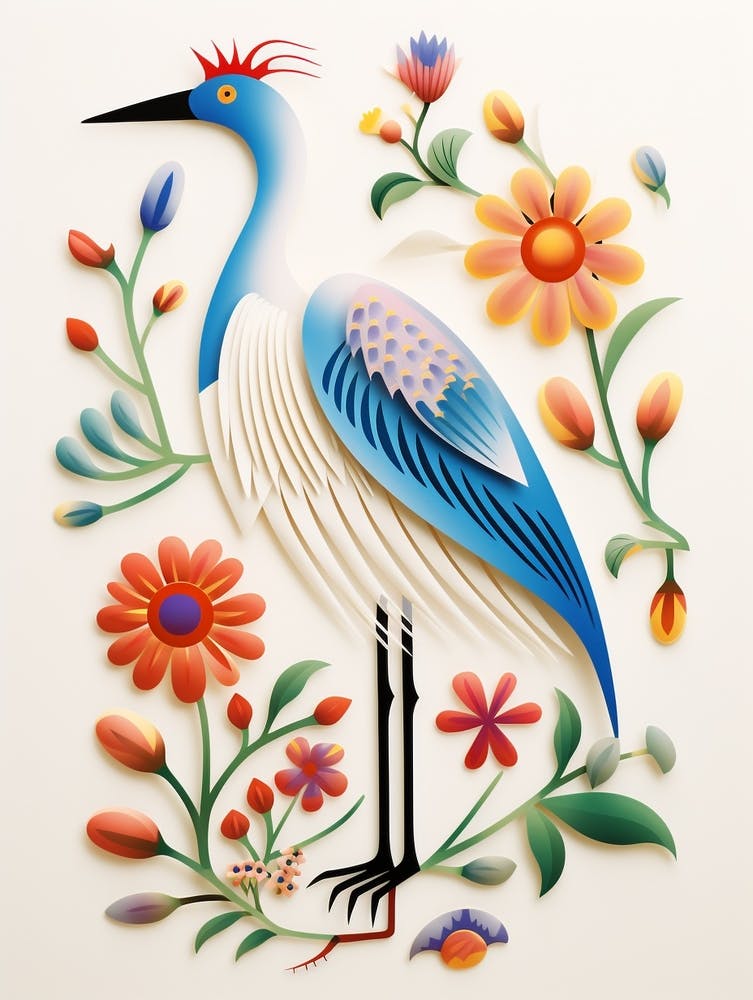 Scandinavian Bird Illustration Egret 4
