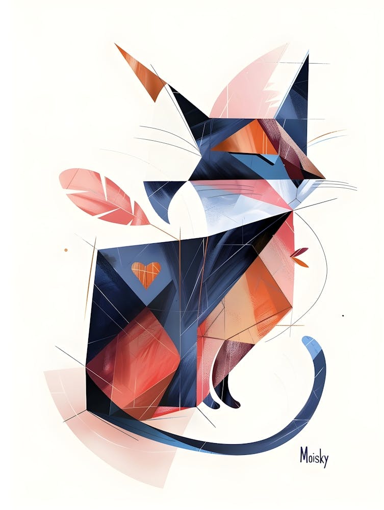 Abstract Cat 2, Minimalism, Cubism