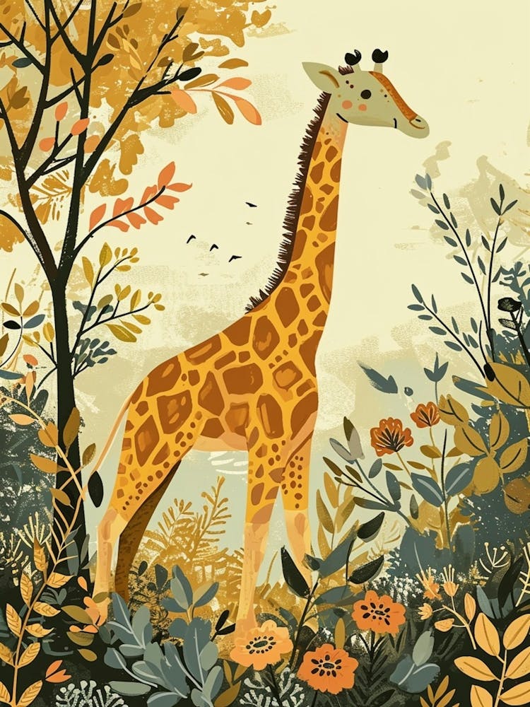 Storybook Style Illustration Of A Giraffe 7