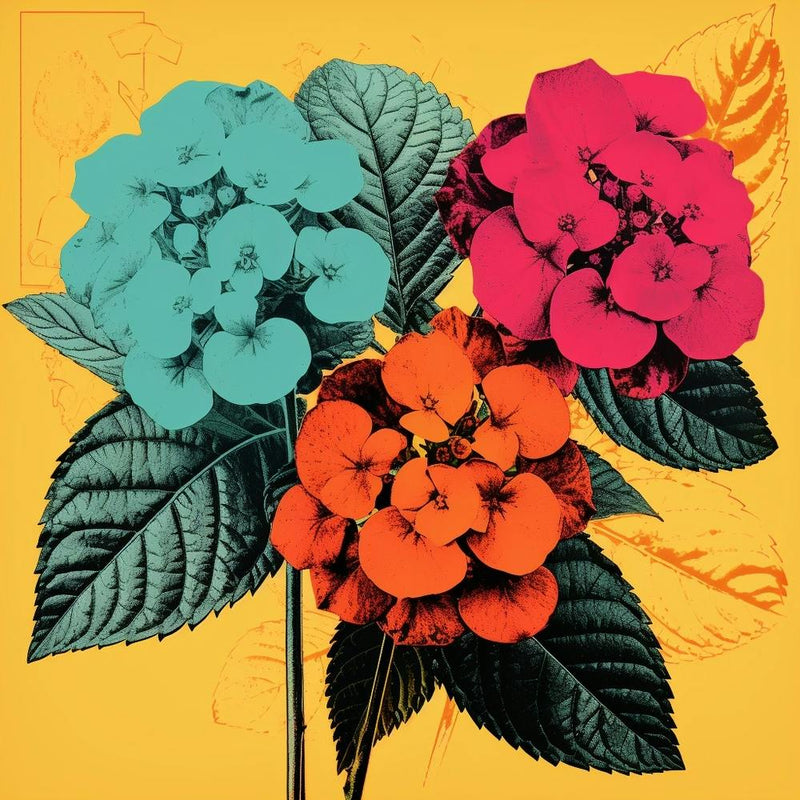 Andy Warhol Style Pop Art Flowers Lantana 3 Square