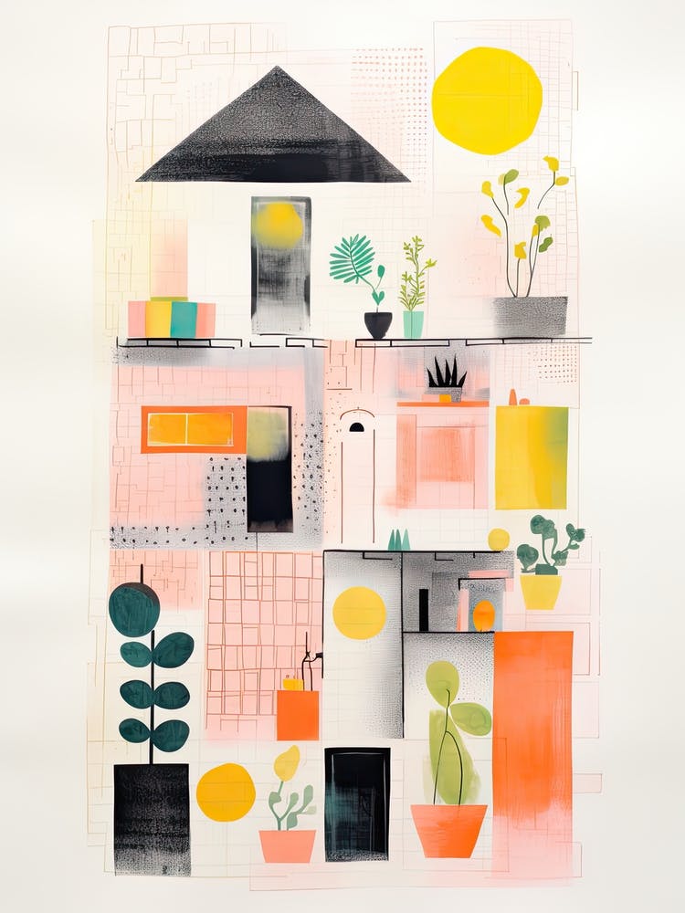 A House In Cairo, Abstract Risograph Style 1
