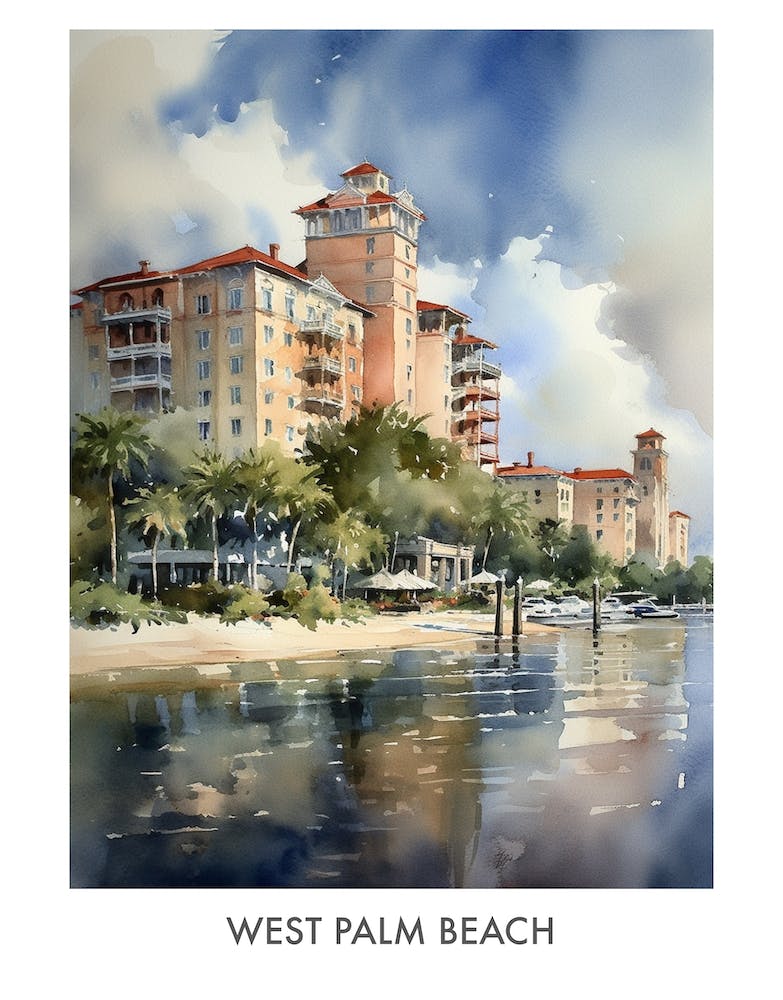 West Palm Beach Watercolor 2travel Poster