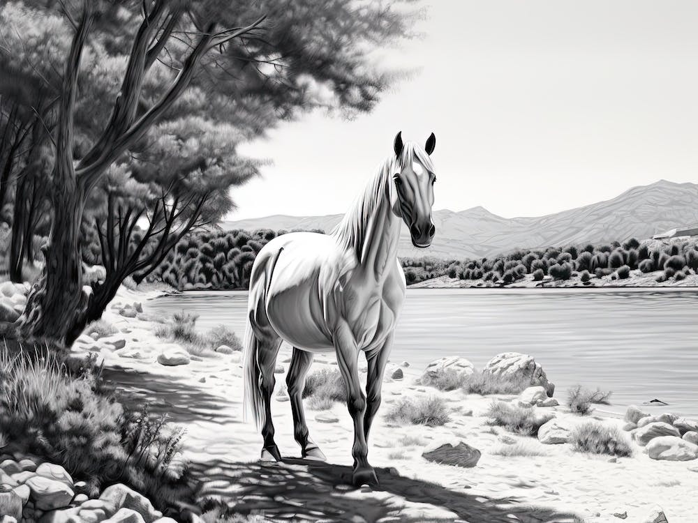 A Horse Oil Painting In Zlatni Rat (Golden Horn Beach), Croatia, Landscape 2