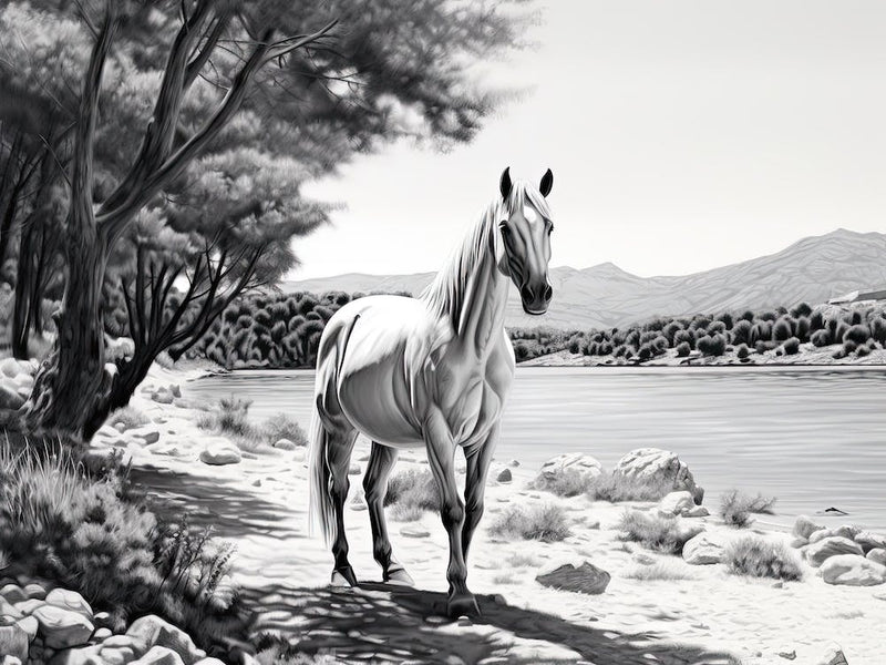 A Horse Oil Painting In Zlatni Rat (Golden Horn Beach), Croatia, Landscape 2