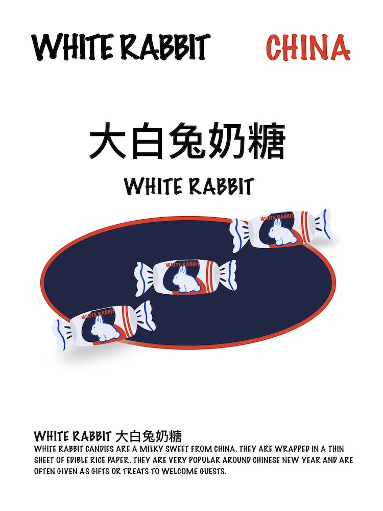 Impression Bonbon Lapin Blanc chinois