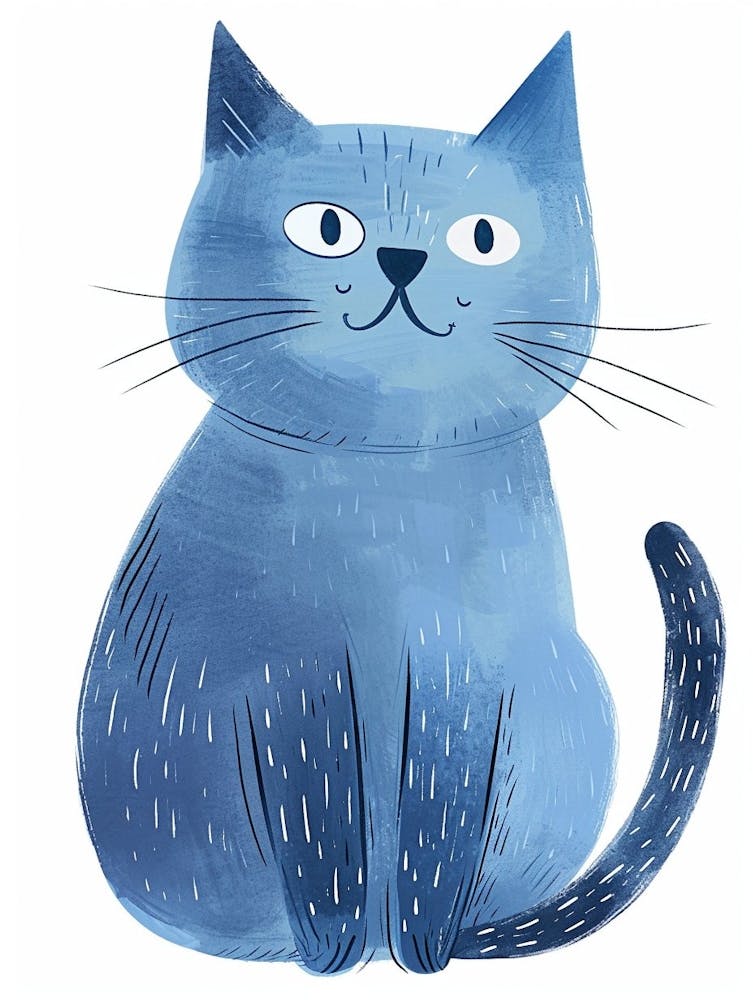 Russian Blue Cat Clipart Illustration 1