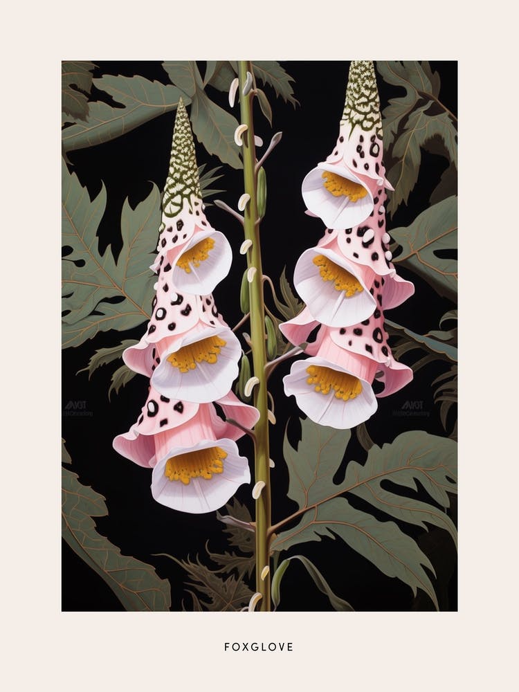 Flower Illustration Foxglove 3 Poster
