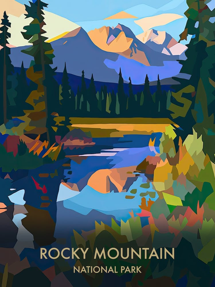 Rocky Mountain National Park Travel Poster Matisse Style 3