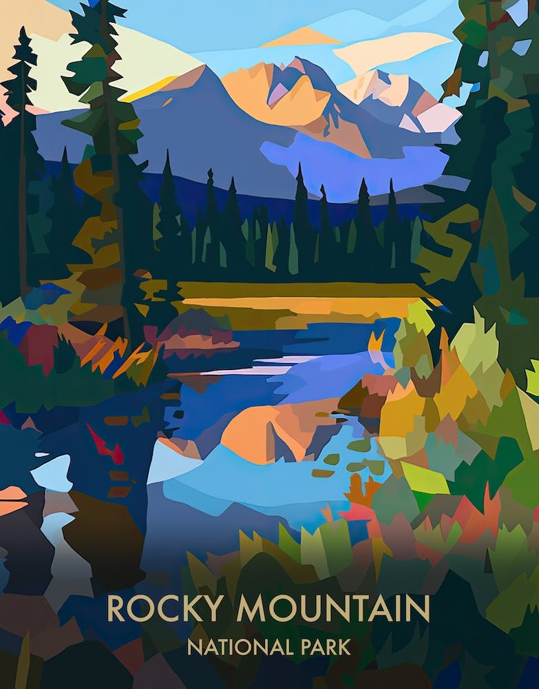 Rocky Mountain National Park Travel Poster Matisse Style 3