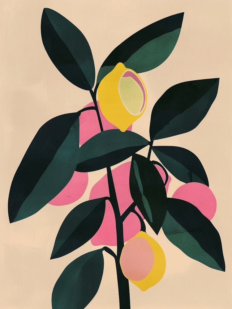 Lemon Tree Colourful Illustration 1
