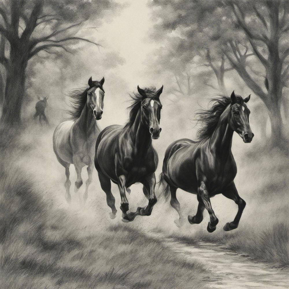 Three Horses Running
