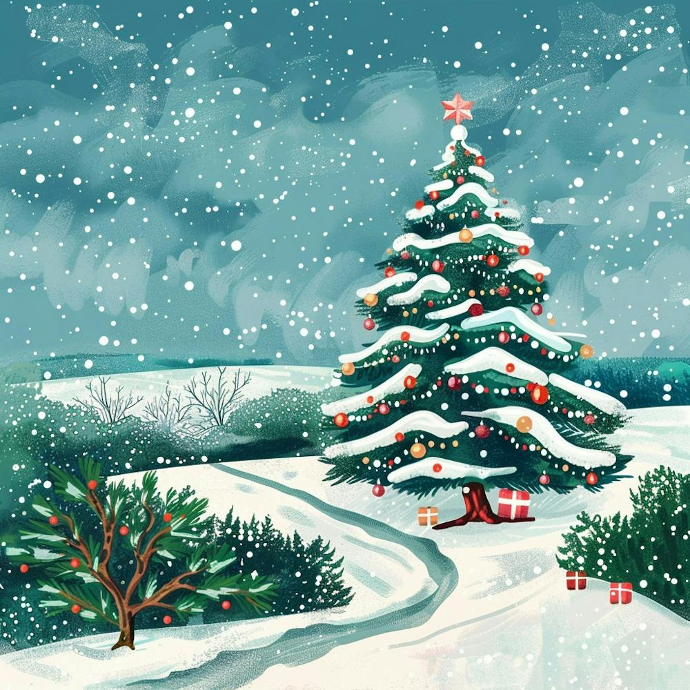 Christmas Banner Texture With A Snowy Landscape 2