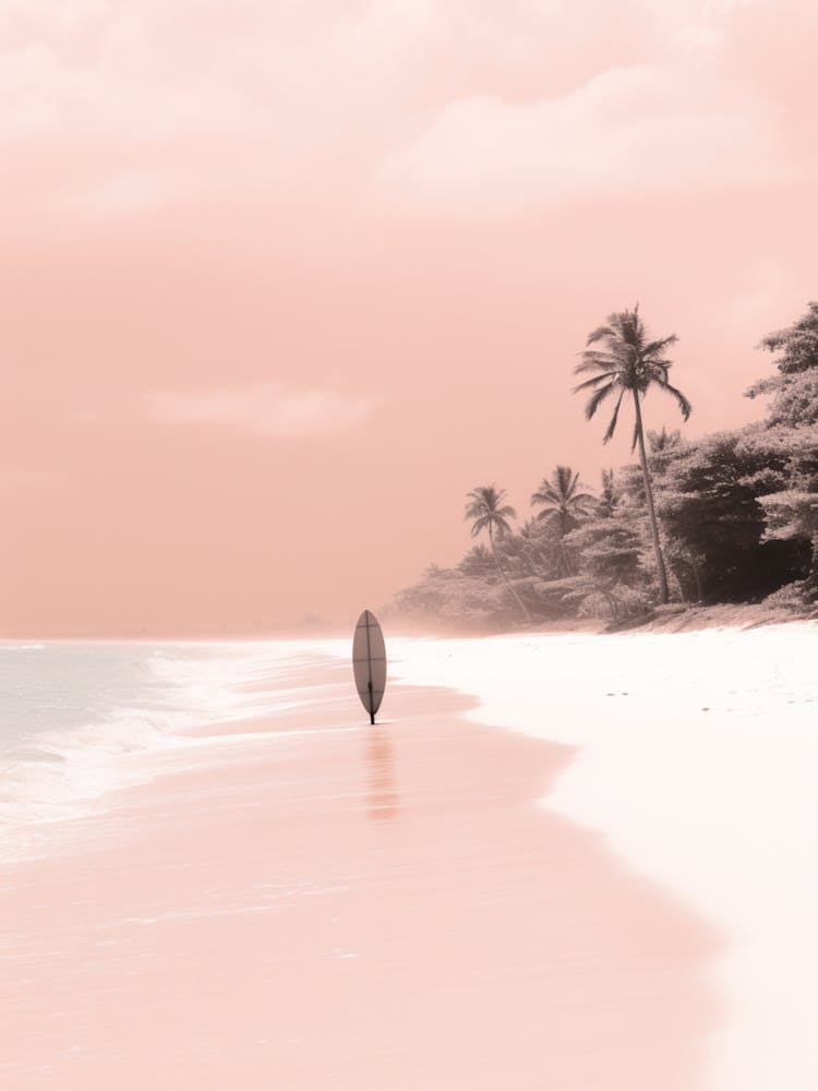 Person With Surfboard On Pink Sands Beach, Harbour Island 1