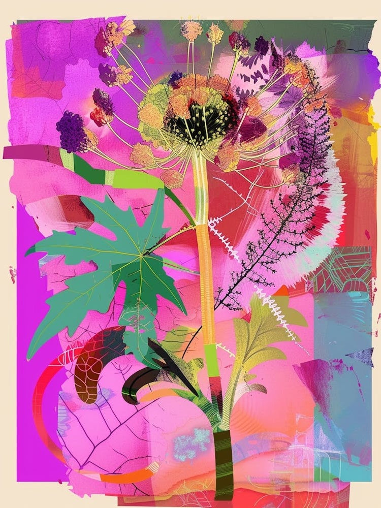 Queen Anne S Lace 1 Neon Flower Collage