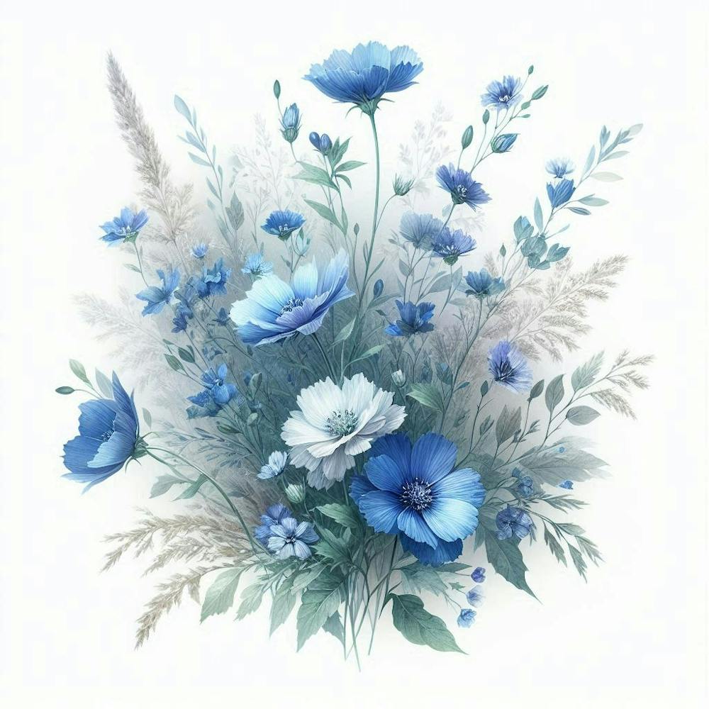 blue botanical wildflowers 2