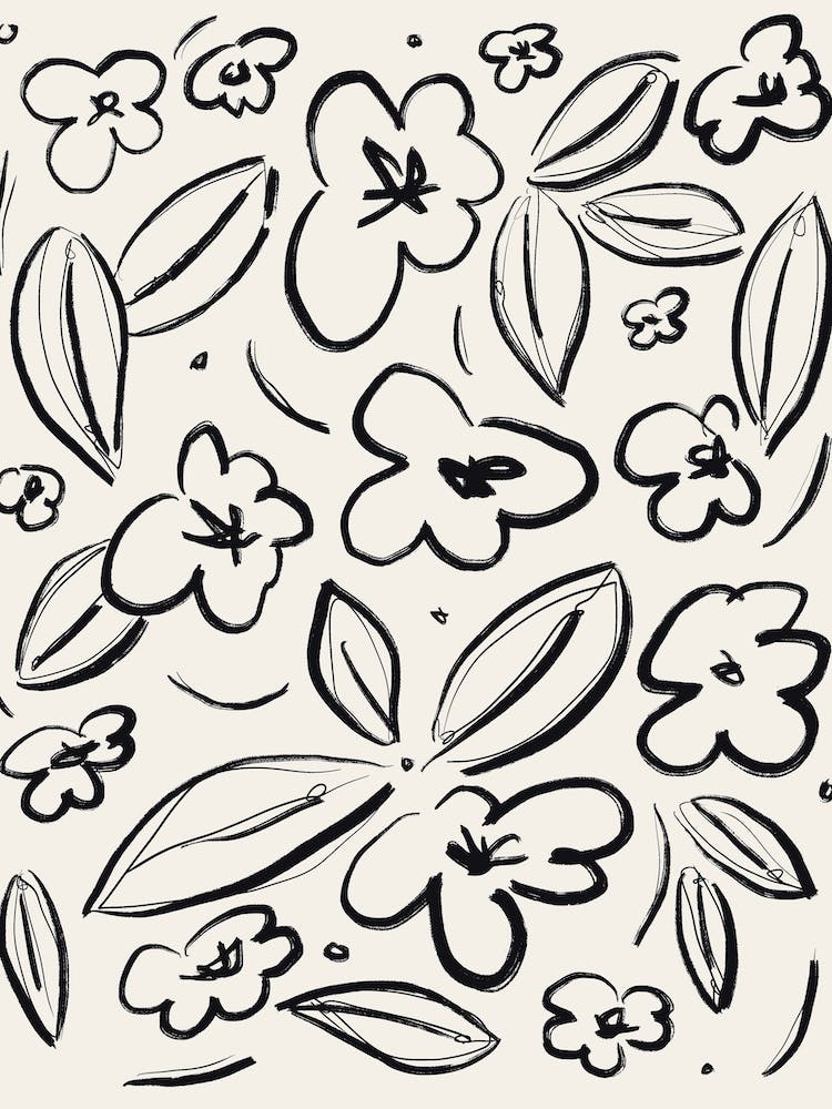 Esquisse Fleurie Noir Blanc