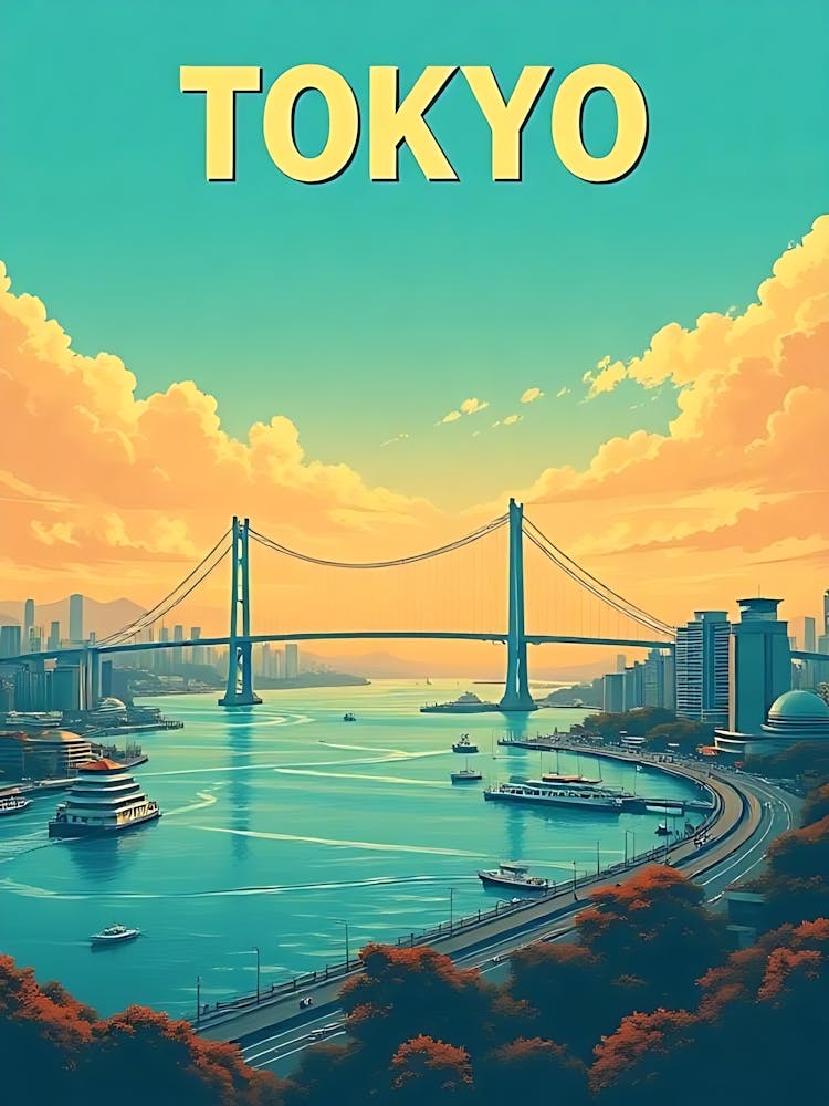 Tokyo Japan Vintage Digital Travel Poster 10