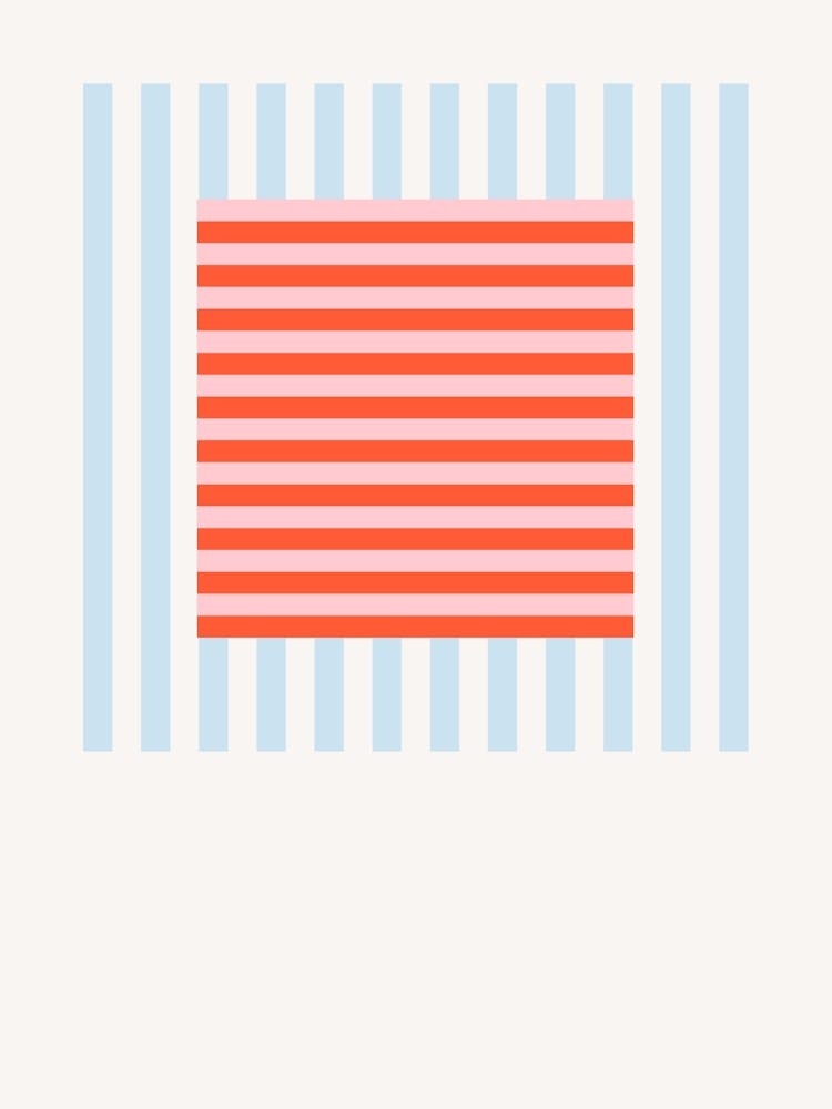 Affiche Motif Rayures Bleu & Rouge