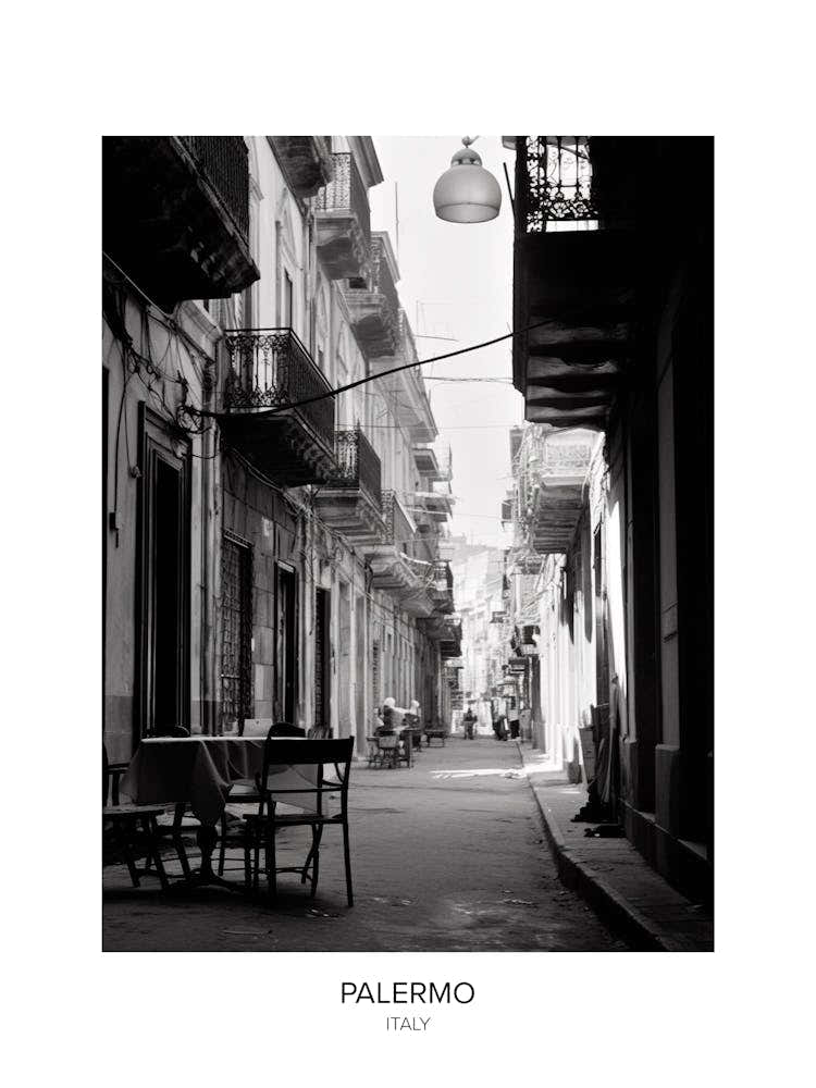 Poster Of Palermo, Italy, Black And White Photo 2