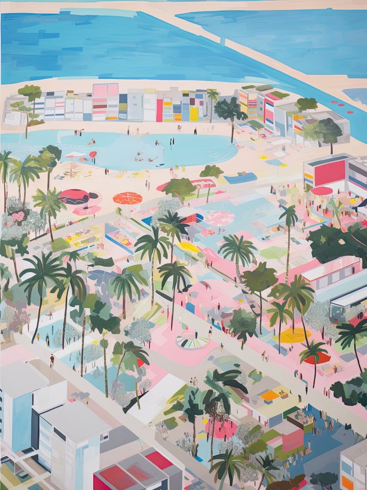 Miami Beach Summer Aerial View Painting 1