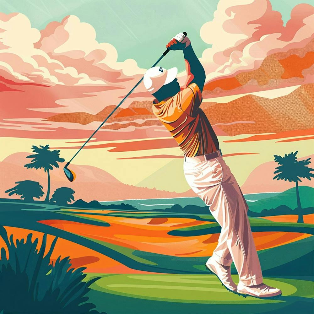 A Golfer Teeing Off Lofi Illustration 1718673009 3