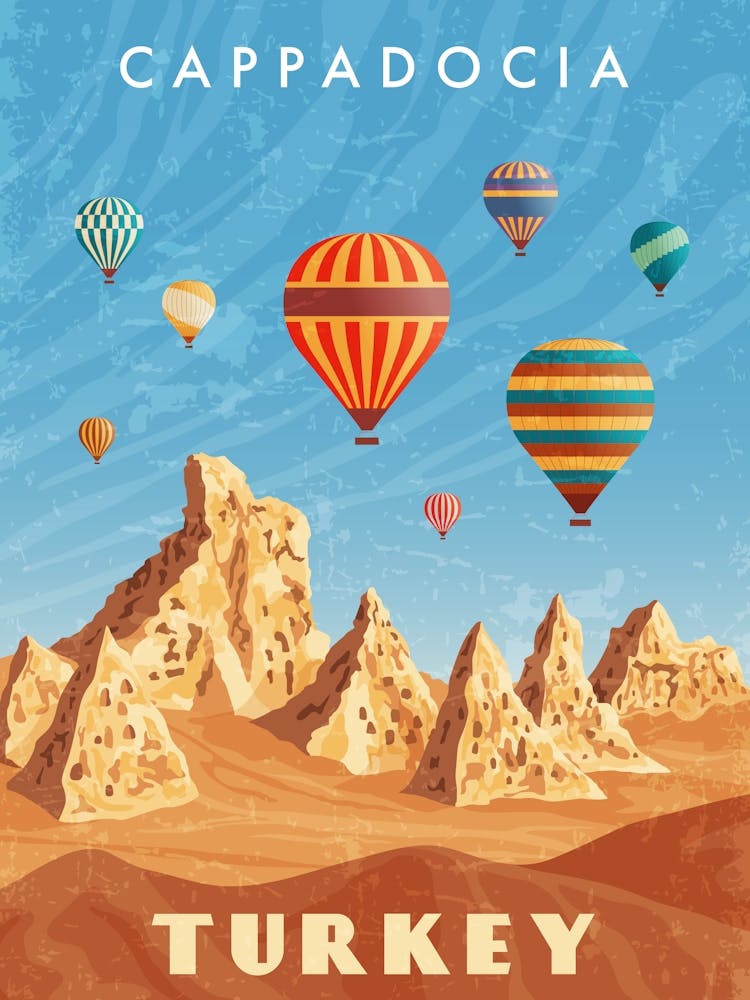 Turkey, Cappadocia — Retro travel minimalist poster