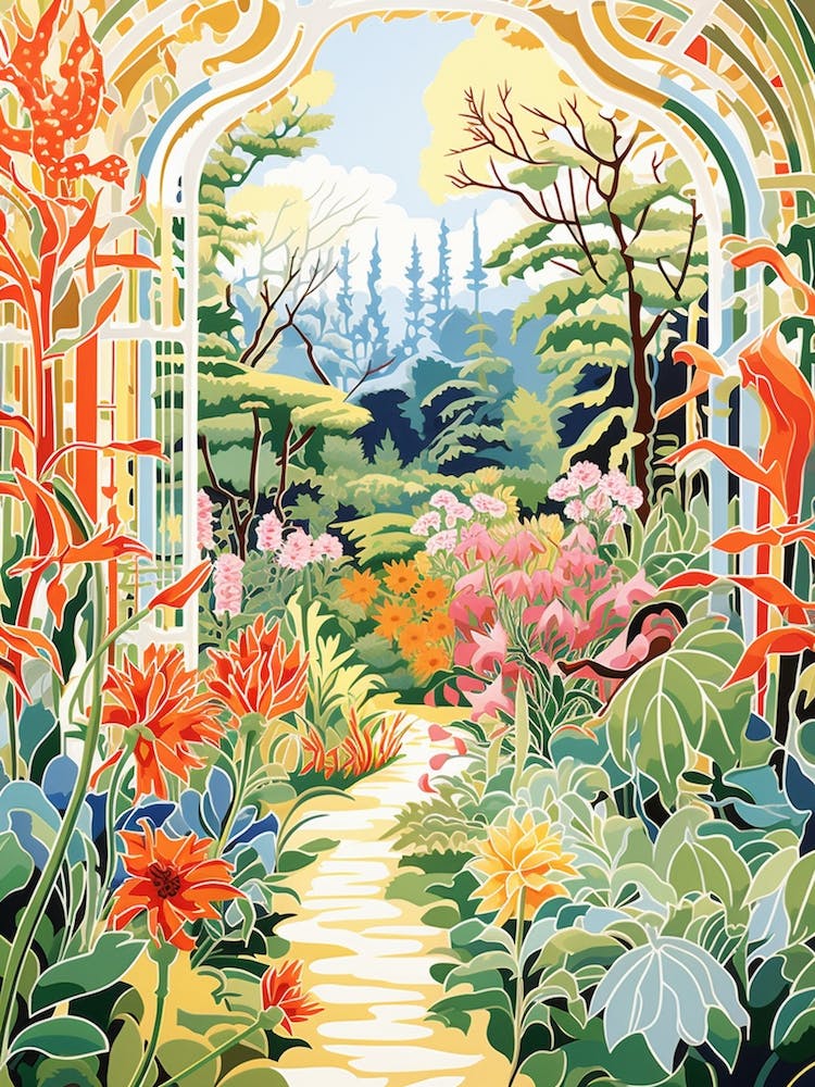 Giverny Gardens France Modern Illustration