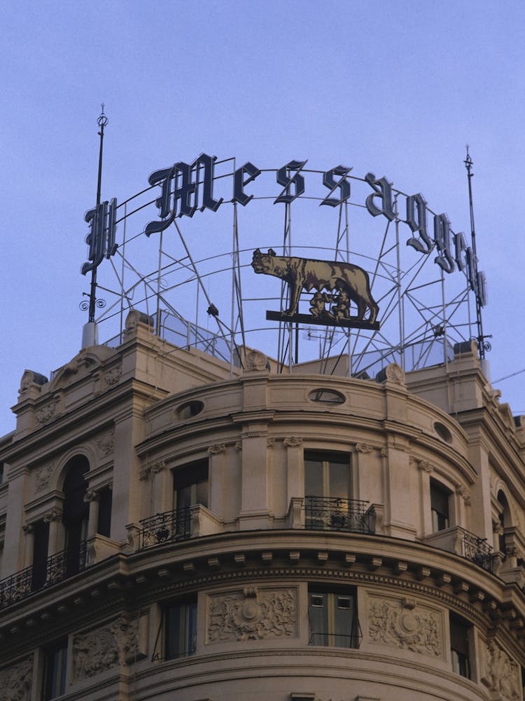 Il Messaggero Sign At Dusk Rome Italy