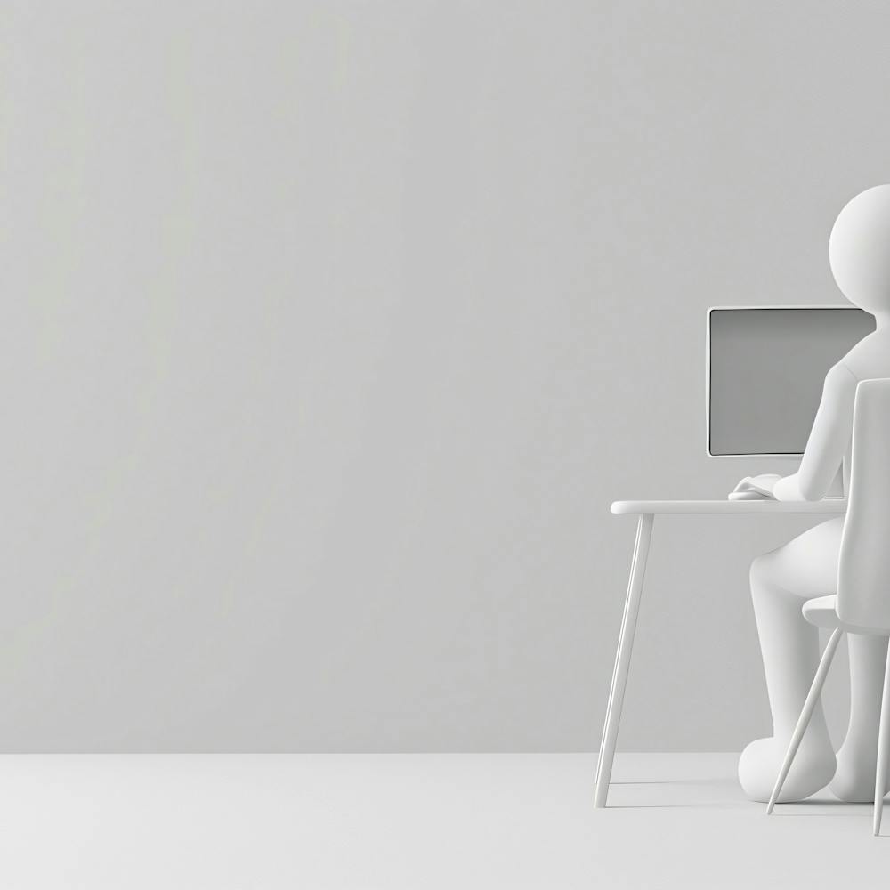3d Person Sitting At Computer