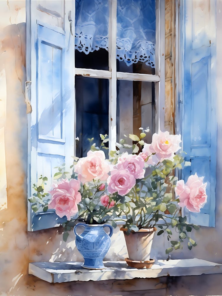 Roses On The Window Sill