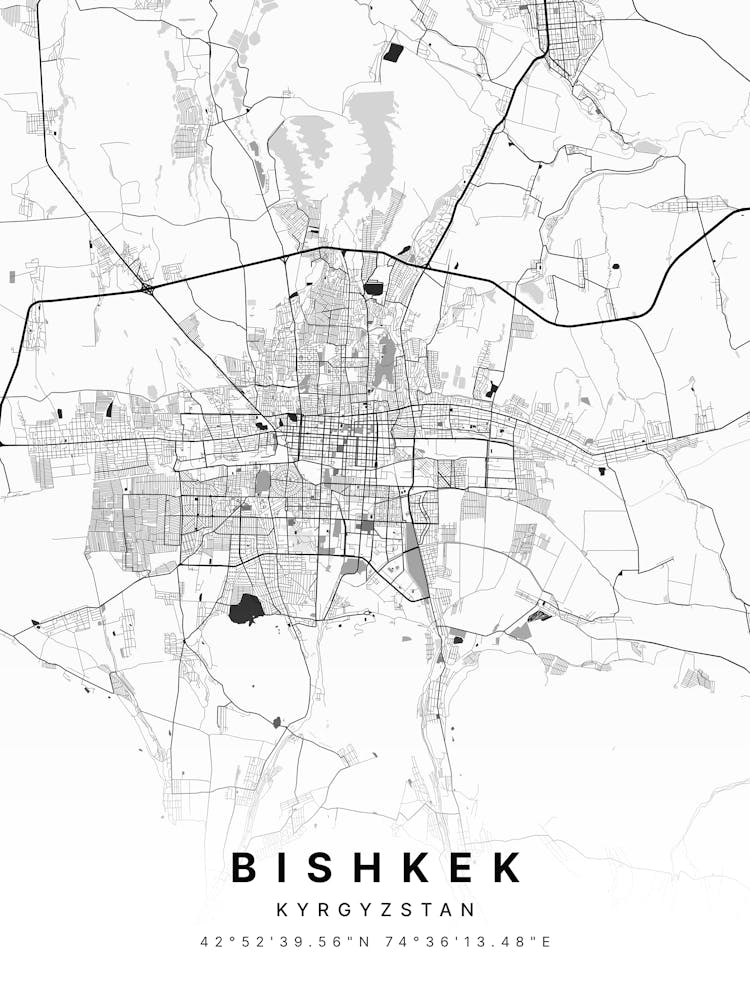 Bishkek Kyrgyzstan White Map