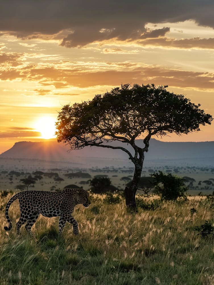 Cheetah At Sunset