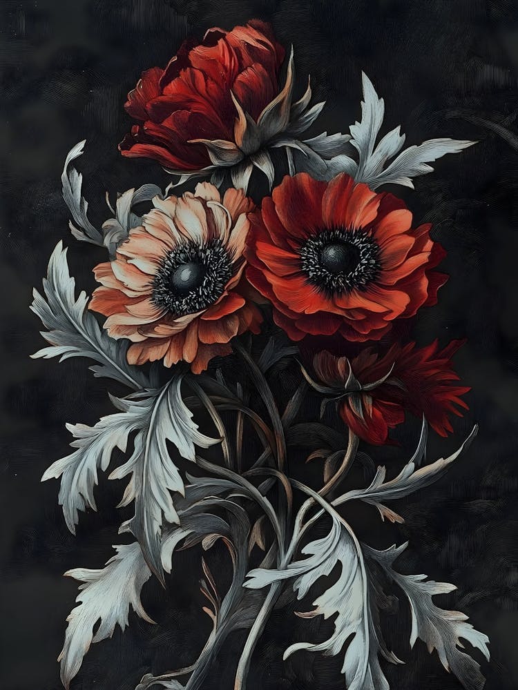 Dark Gothic Red Anemones