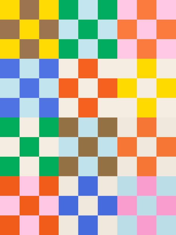 Funky Checkerboard Pattern, groovy, colorful, modern, minimal, pattern, geometric, cool, cute, vibes, aesthetic, tiles, vintage, retro